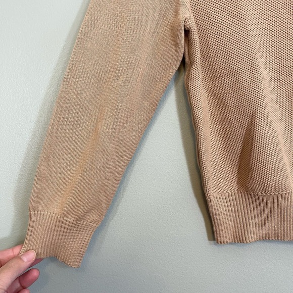 Knitted Dove Tan Sequin Embellished Long Sleeve Button Up Cardigan Sweater Small - Picture 4 of 9